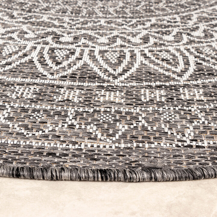 Rund Utomhusmatta - Summer Aztec Grå
