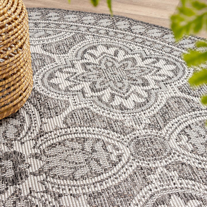 Rund Utomhusmatta - Summer Oriental Grå