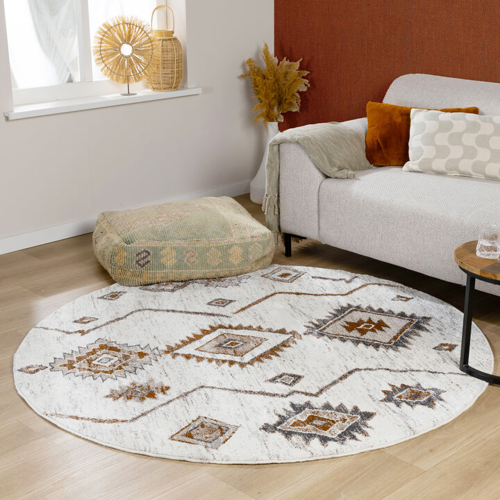 Rund Matta Med Hög Lugg  - Blend Aztec Terrakotta
