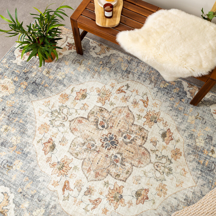 Vintage Utomhusmatta - Santo Mandala Blå/Grå