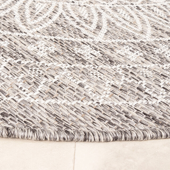 Rund Utomhusmatta - Summer Aztec Ljusgrå