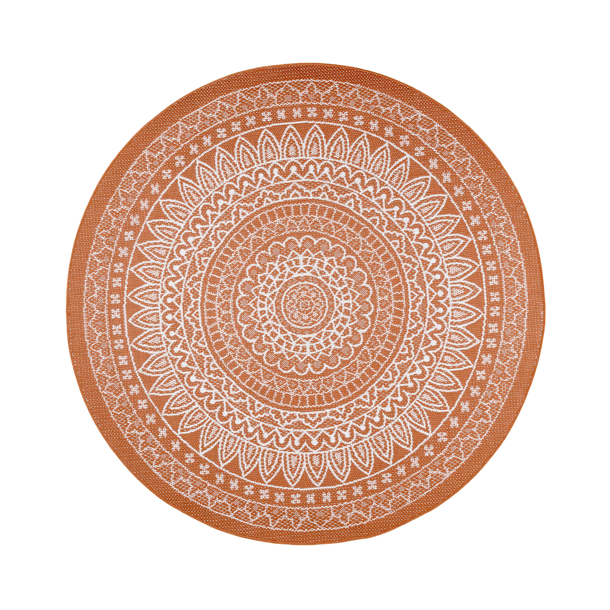 Rund Utomhusmatta - Summer Aztec Terrakotta - sfeer