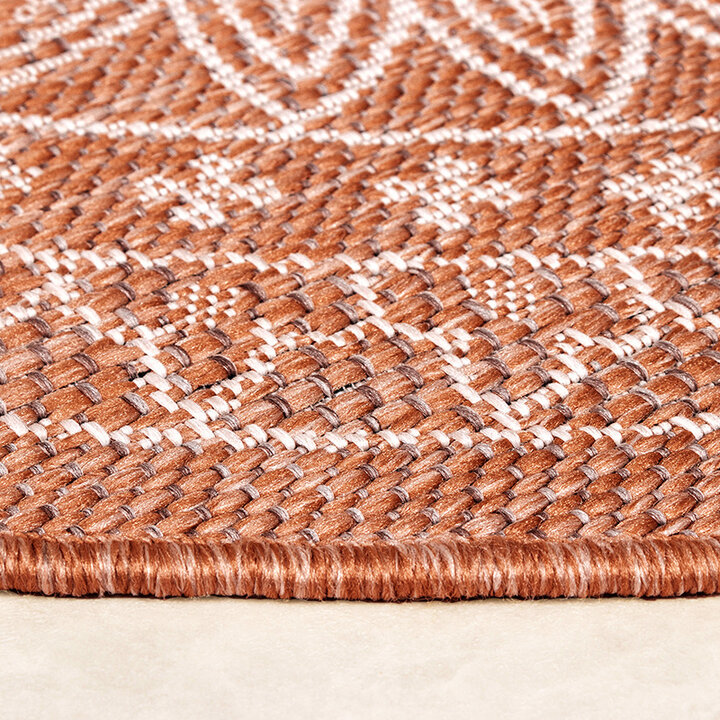 Rund Utomhusmatta - Summer Aztec Terrakotta