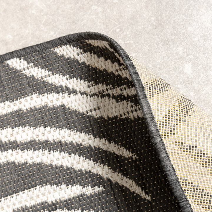 Rund Utomhusmatta - Malta Leaves Svart