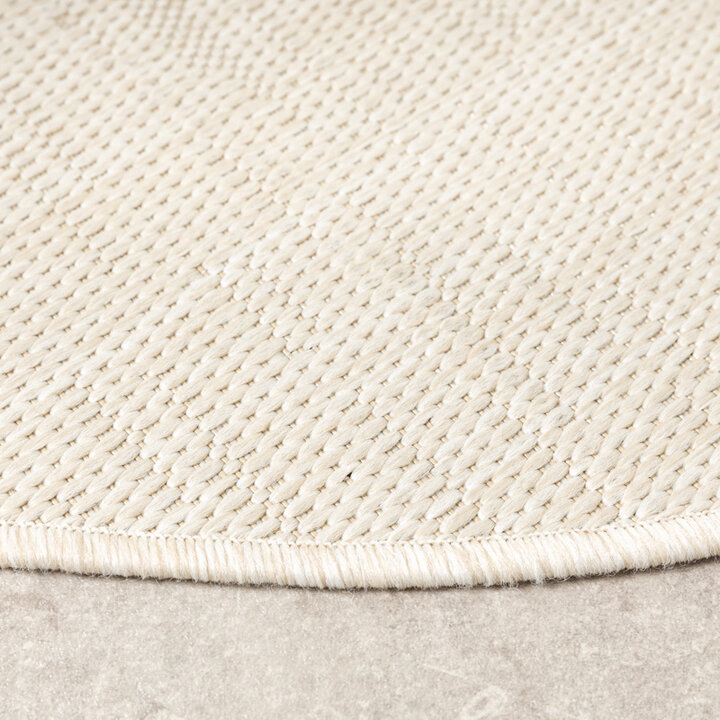 Rund Utomhusmatta - Malta Melerad Gräddvit