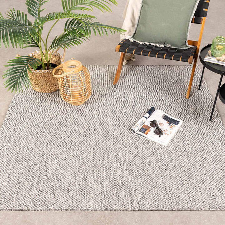 Fyrkantig Utomhusmatta - Sommarkakel Ljusgrå