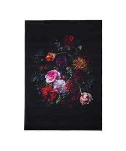 Blommig Matta - Florine Svart/Rosa