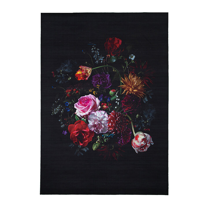 Blommig Matta - Florine Svart/Rosa