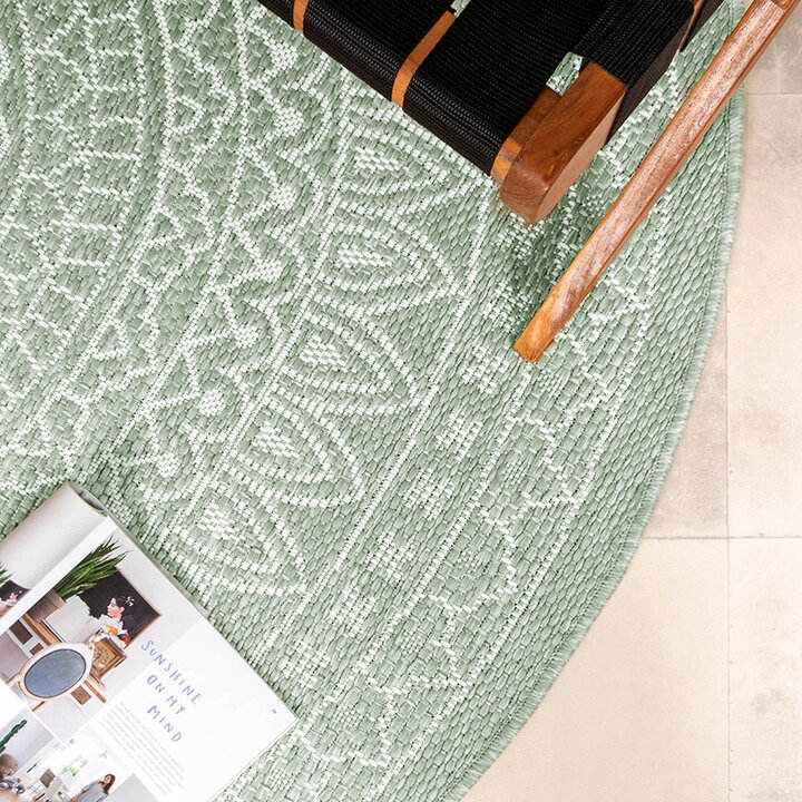 Rund Utomhusmatta - Summer Aztec Grön