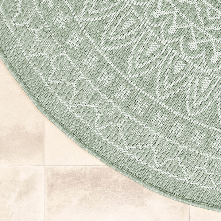 Rund Utomhusmatta - Summer Aztec Grön