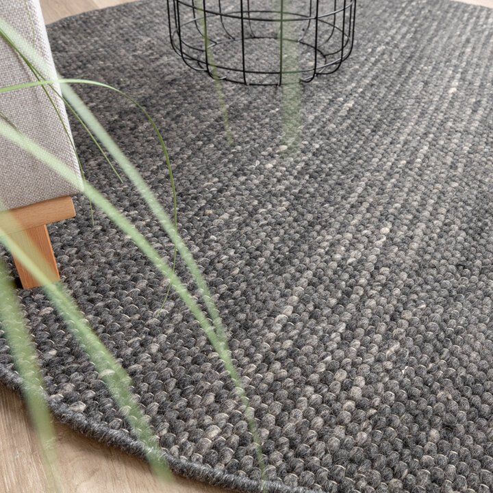 Rund Ullmatta - Feline Antracit/Melerad