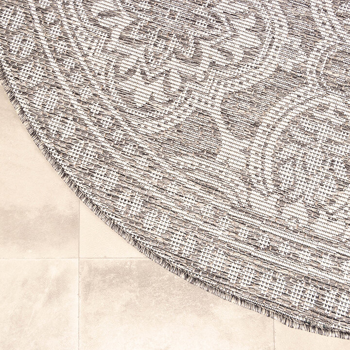 Rund Utomhusmatta - Summer Oriental Ljusgrå