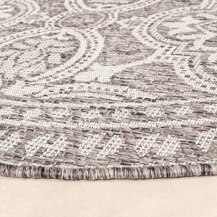 Rund Utomhusmatta - Summer Oriental Ljusgrå