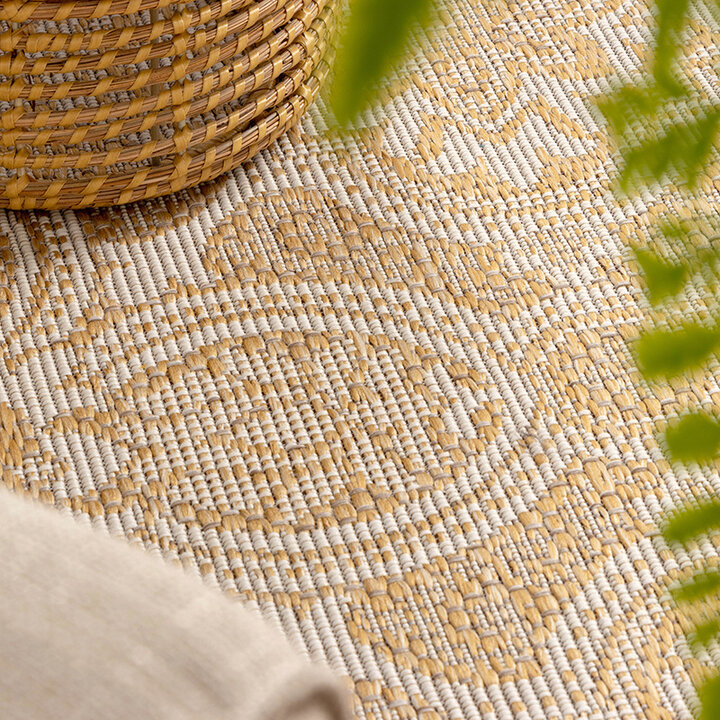 Rund Utomhusmatta - Summer Oriental Gul