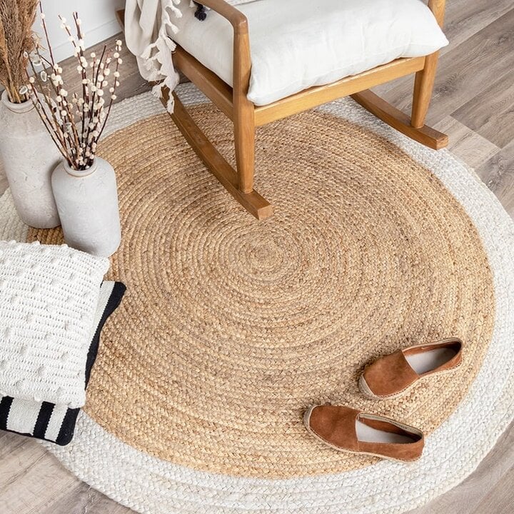 Jute Matta - Fair Rund Natur/Vit