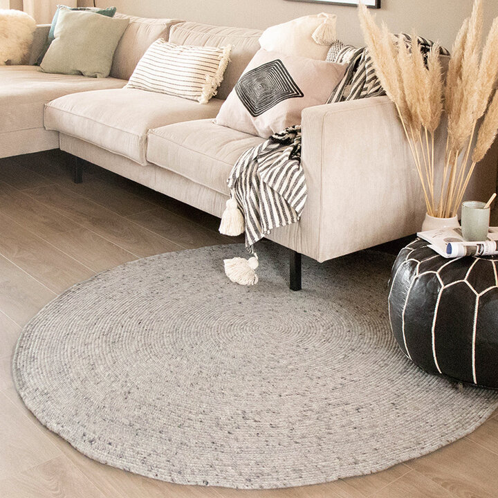 Rund Ullmatta - Wise Grå/Vit