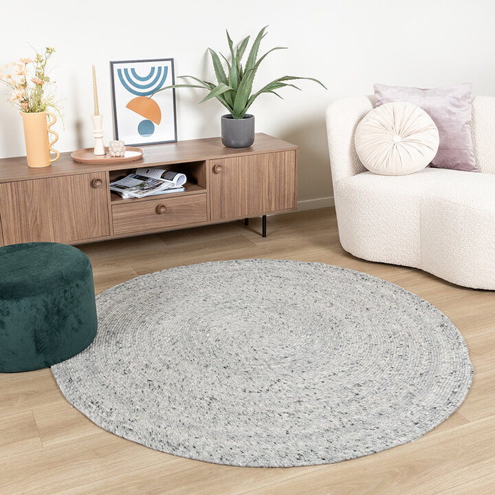 Rund Ullmatta - Wise Grå/Vit