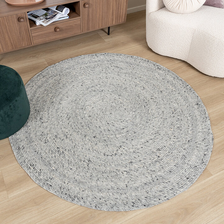 Rund Ullmatta - Wise Grå/Vit