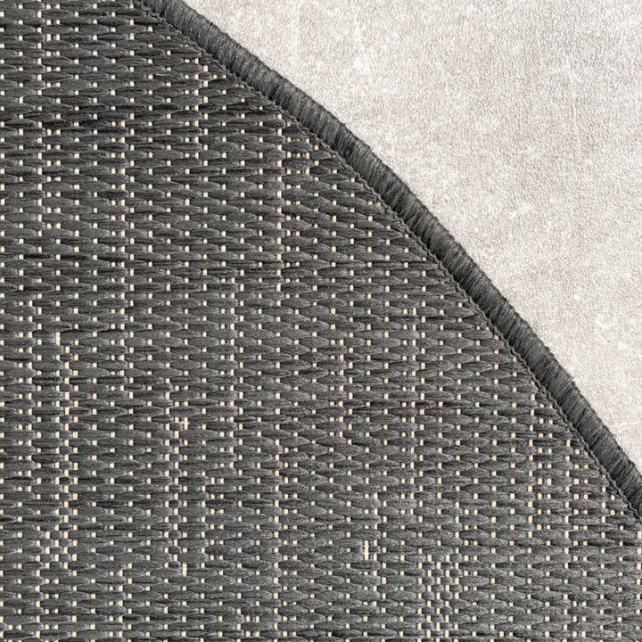 Rund Utomhusmatta - Malta Melerad Svart