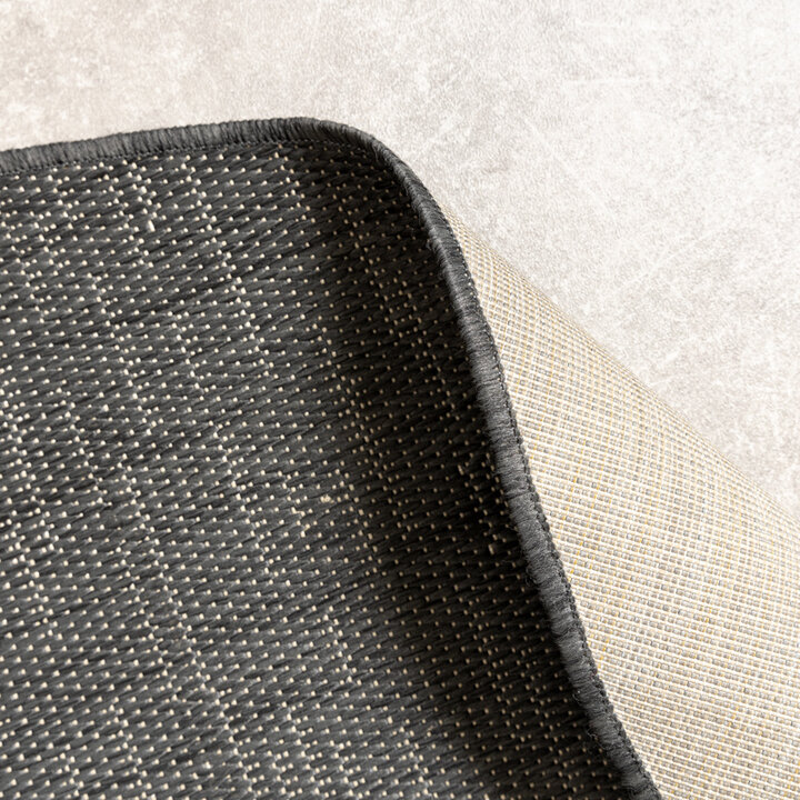 Rund Utomhusmatta - Malta Melerad Svart