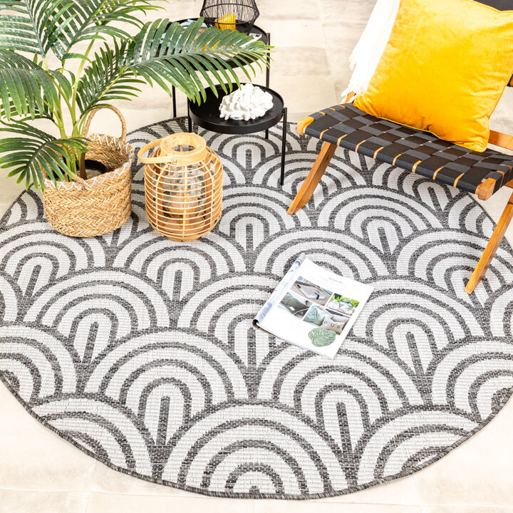 Rund Utomhusmatta - Summer Arch Grå
