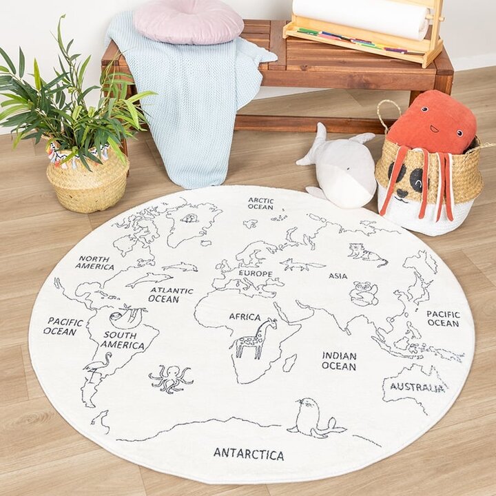 Rund Barnmatta - Globe Gräddvit