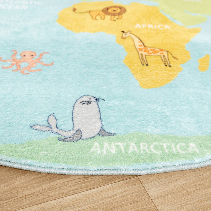 Rund Barnmatta - Globe Ljusblå