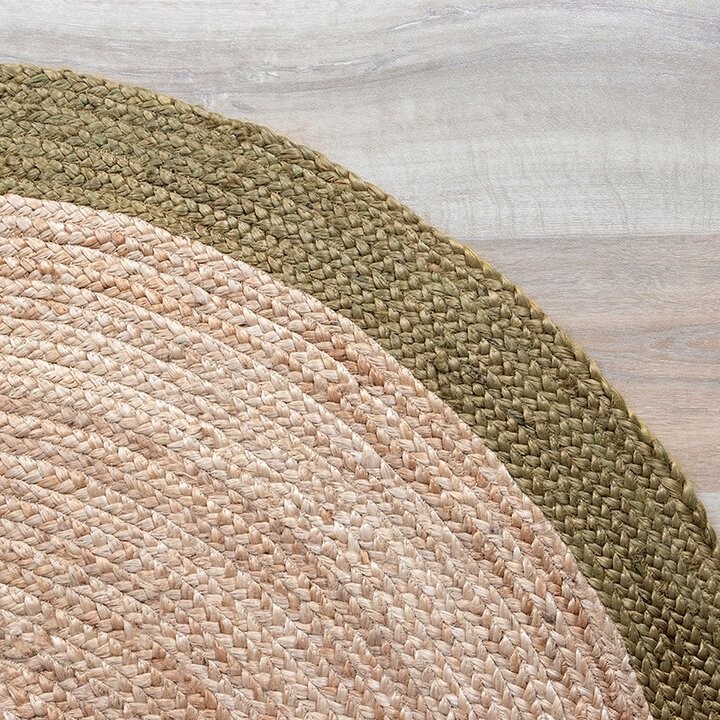 Jute Matta - Fair Rund Natur/Grönt