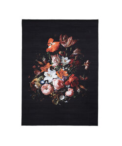 Blommig Matta - Florine Svart/Orange