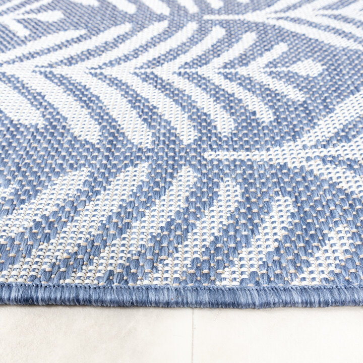 Rund Utomhusmatta - Summer Leaves Blå