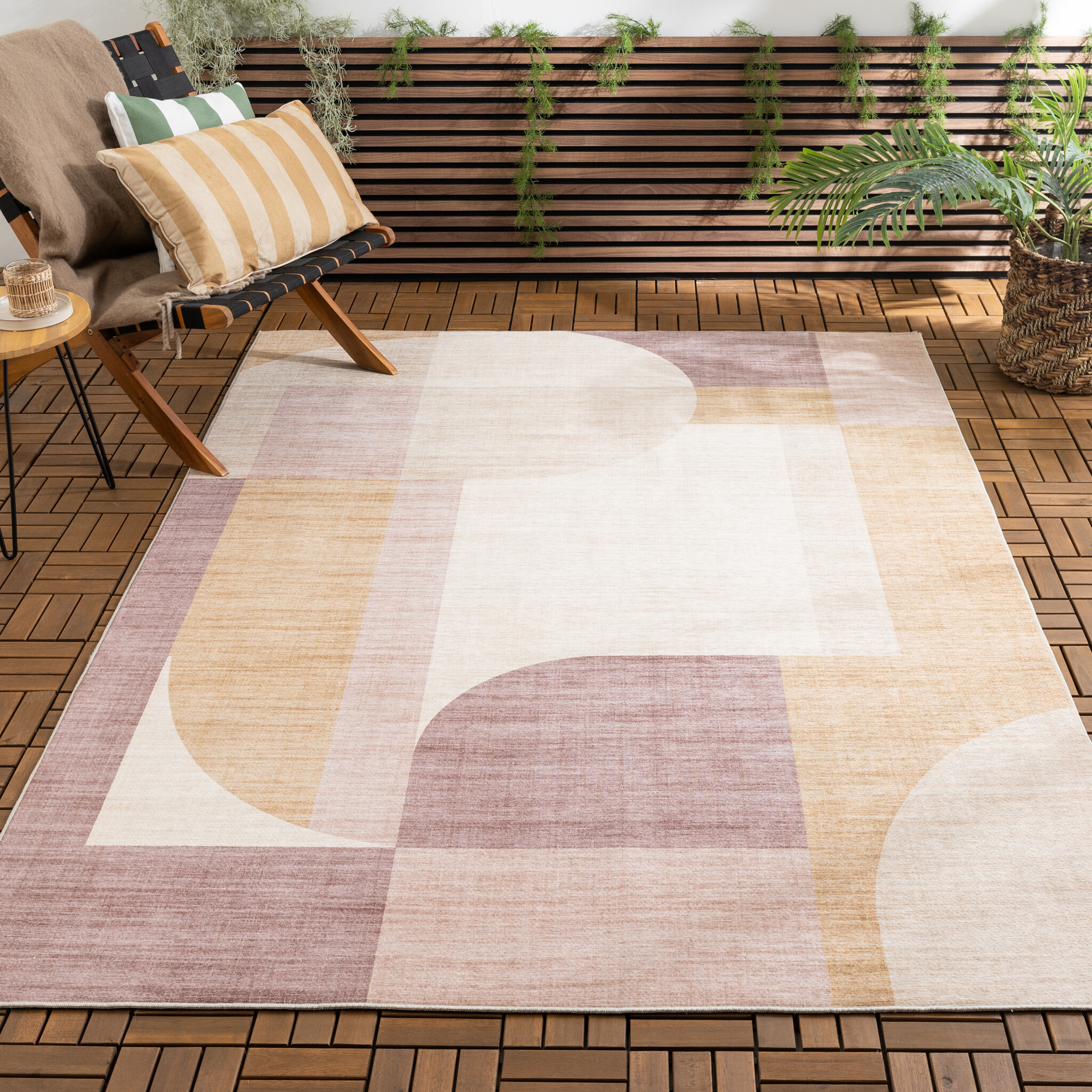 Abstrakt Utomhusmatta - Groovy Shapes Pastell