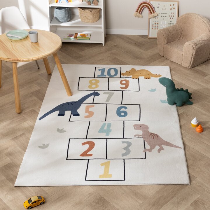 Lekmatta Till Barn - Ruby Dino Gräddvit