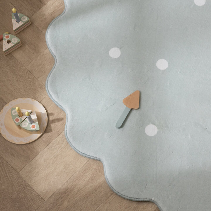 Rund Matta För Barnrum - Cloudy Dots Mintgrön