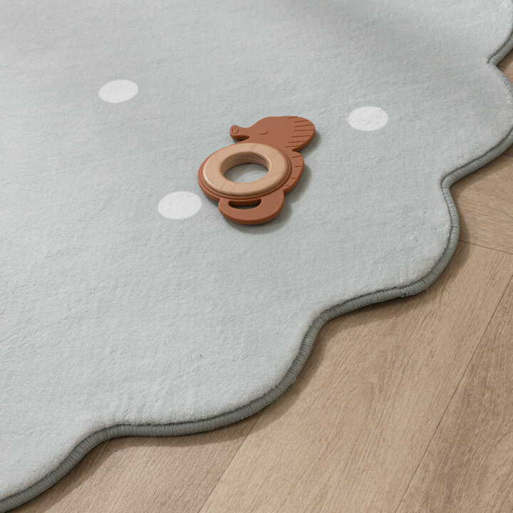 Rund Matta För Barnrum - Cloudy Dots Mintgrön