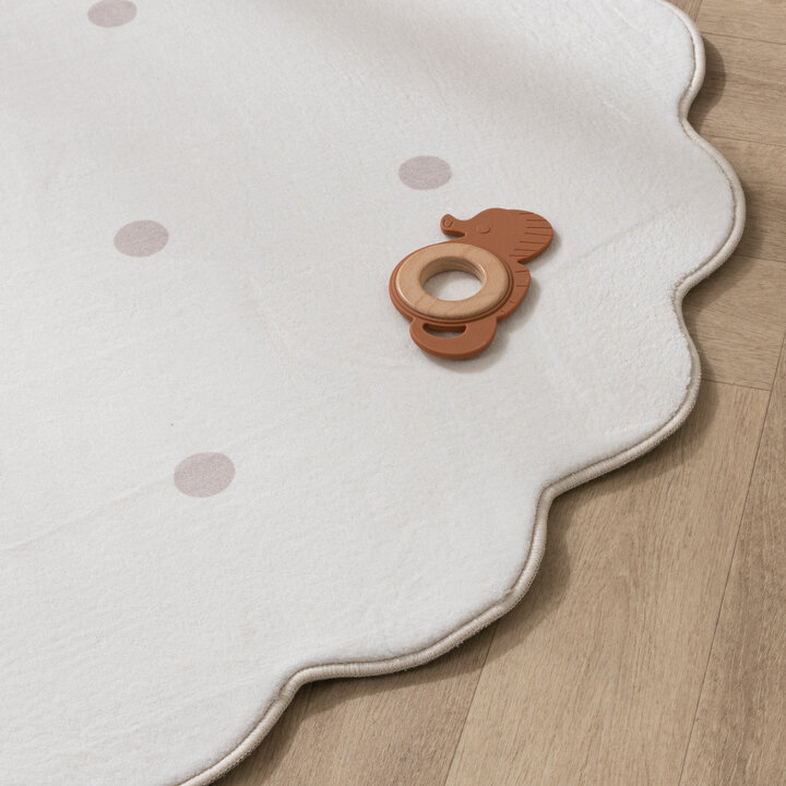 Rund Matta För Barnrum - Cloudy Dots Vit