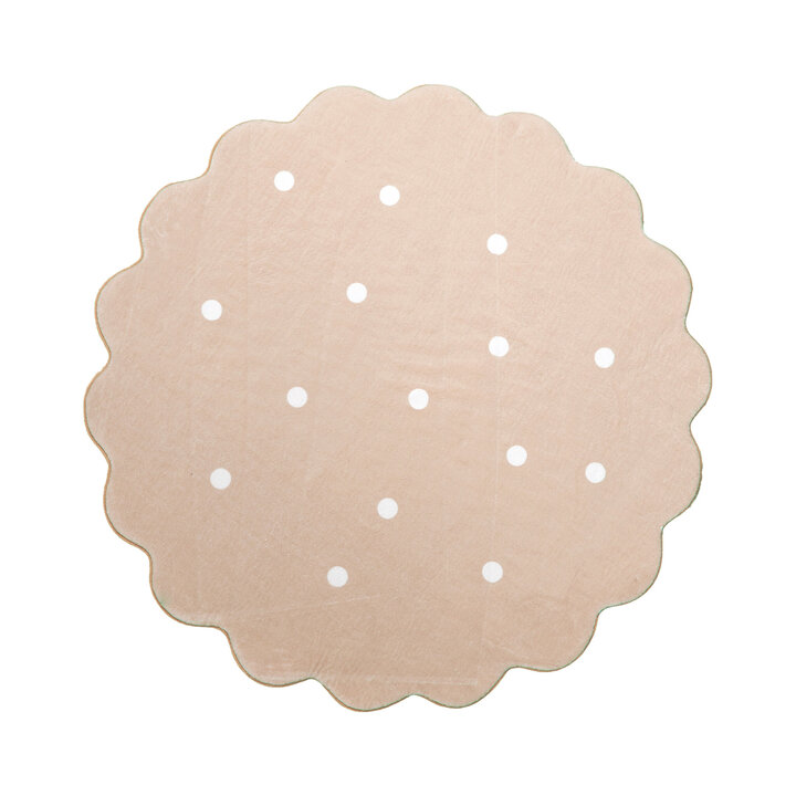 Rund Matta För Barnrum - Cloudy Dots Beige