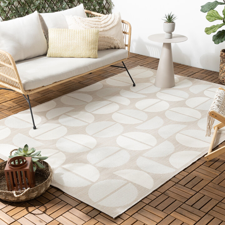 Utomhusmatta - Capri Circles Beige/Gräddvit