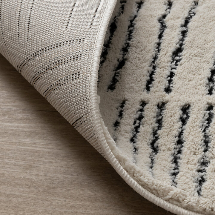 Skandinavisk Matta - Yune Lines Gräddvit/Svart