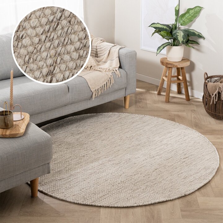 Rund Ullmatta - Bliss Beige/Melerad