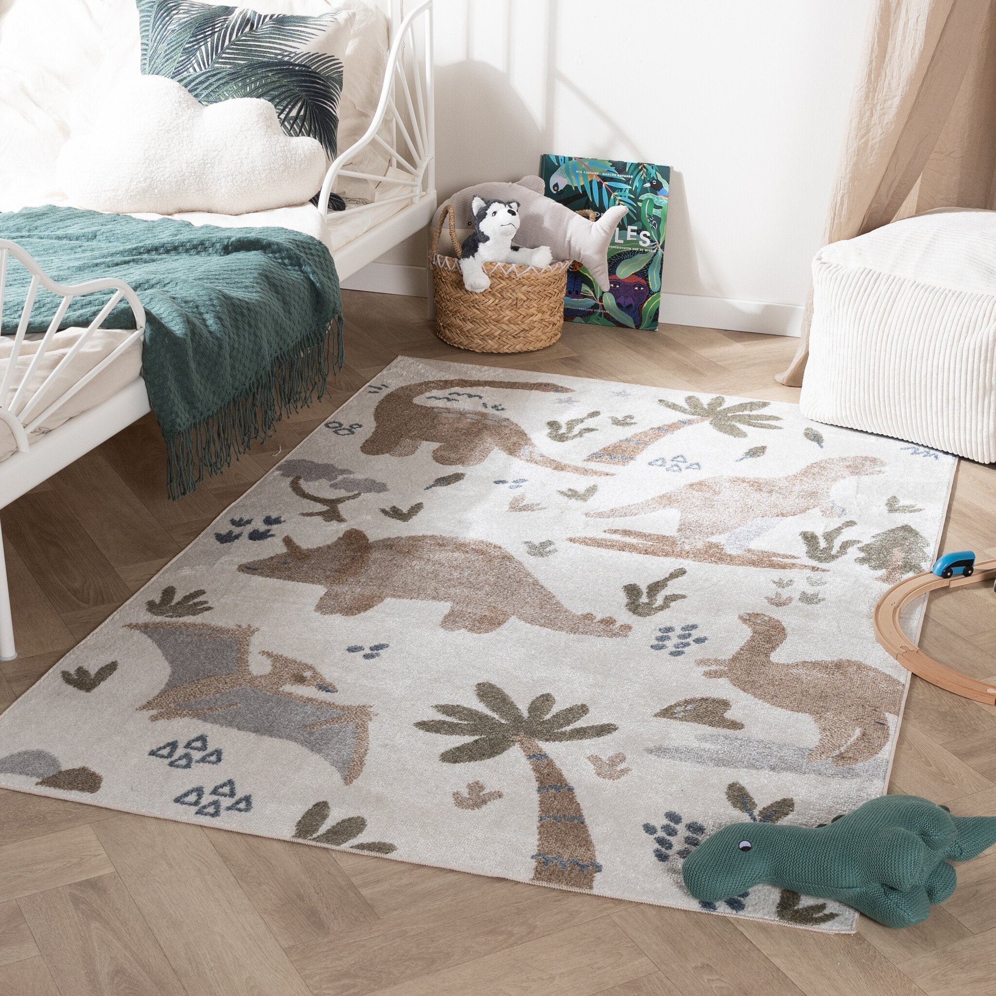 Tvättbar Barnmatta - Mace Dino Gräddvit