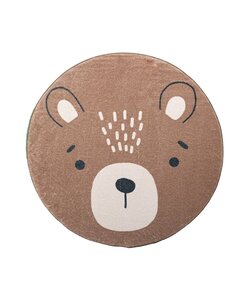 Rund Tvättbar Barnmatta - Sammy Bear Brun