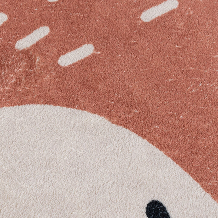 Rund Tvättbar Barnmatta - Sammy Fox Orange