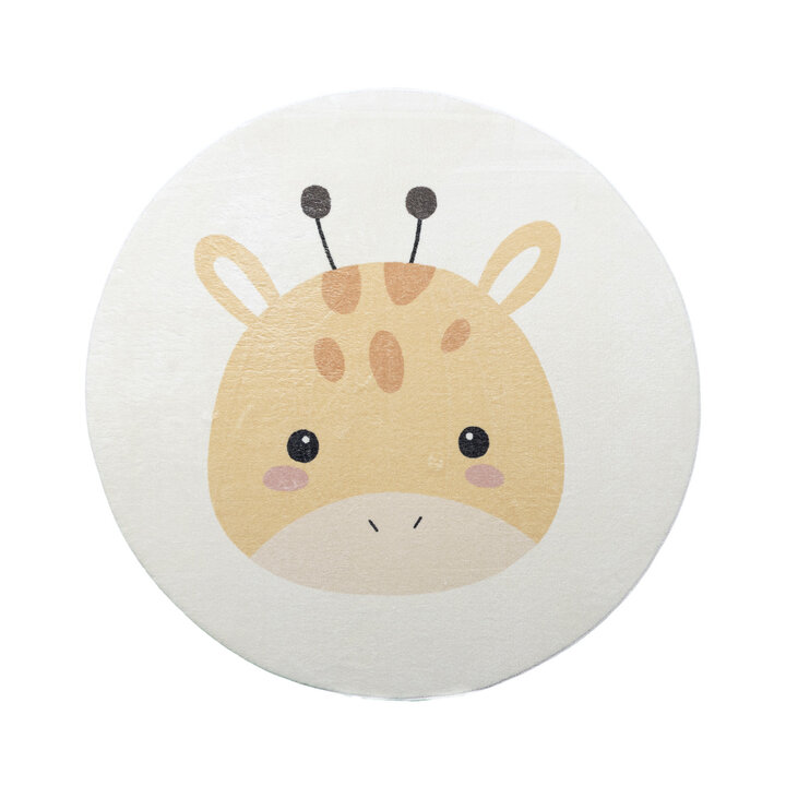 Rund Tvättbar Barnmatta - Sammy Giraffe Gul
