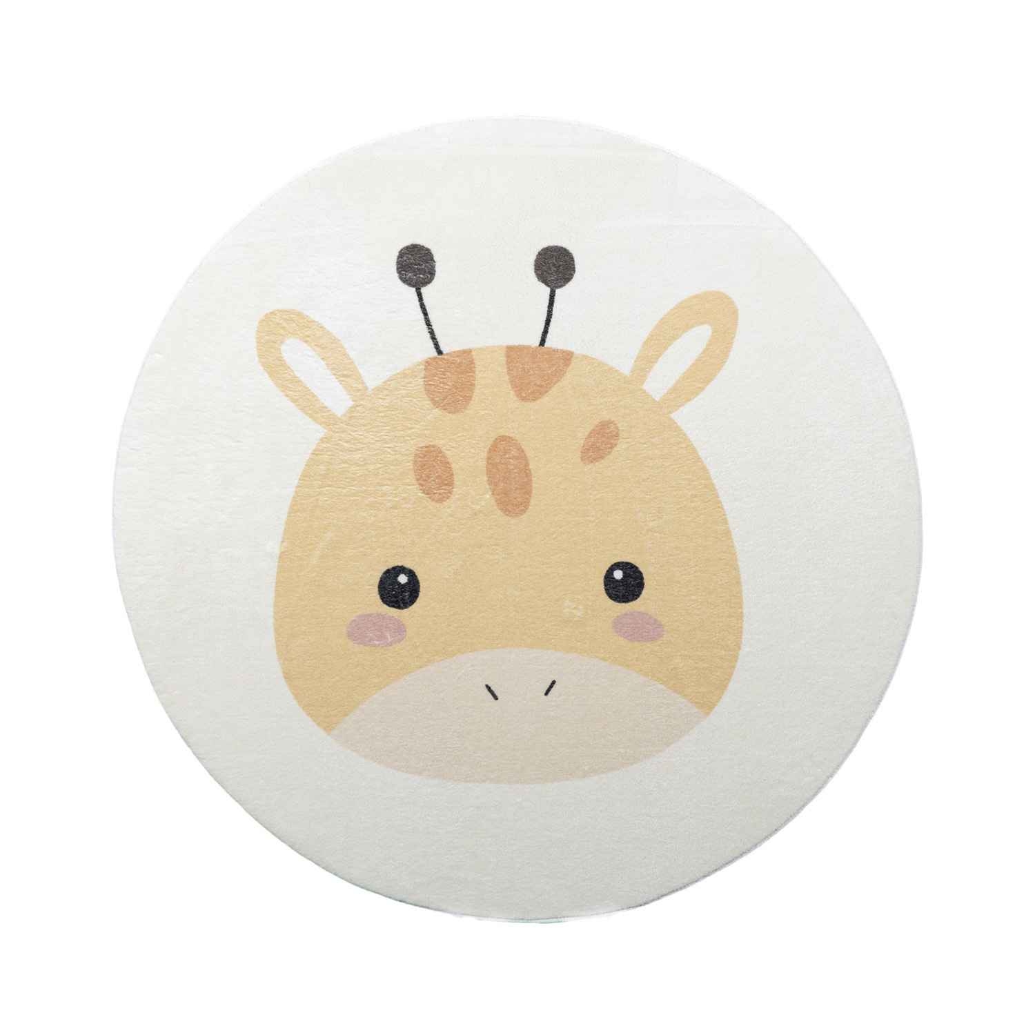Rund Tvättbar Barnmatta - Sammy Giraffe Gul - sfeer