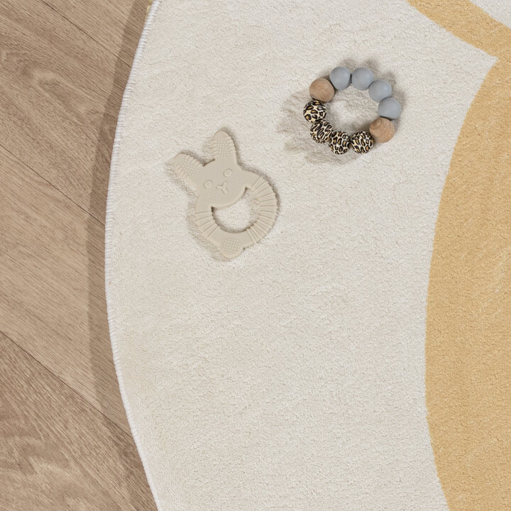 Rund Tvättbar Barnmatta - Sammy Giraffe Gul