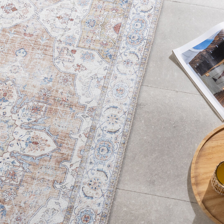 Tvättbar Löpare - Domingo Mandala Beige