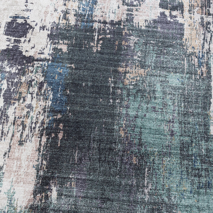 Tvättbar Löpare - Domingo Grunge Grön/Gräddvit