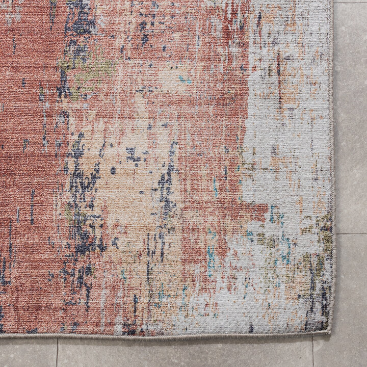 Tvättbar Löpare - Domingo Grunge Terrakotta/Gräddvit