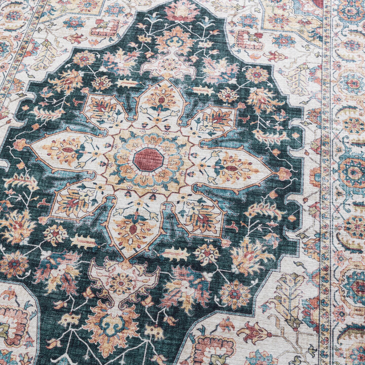 Tvättbar Löpare - Domingo Mandala Mörkgrön