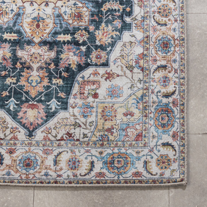 Tvättbar Löpare - Domingo Mandala Mörkgrön